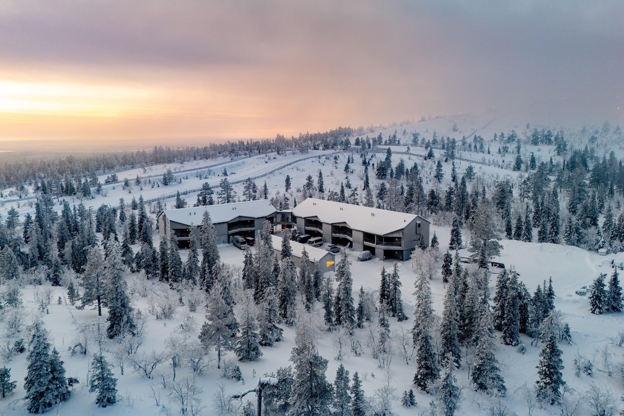 Aerial view of Utsuvaara fell in winter