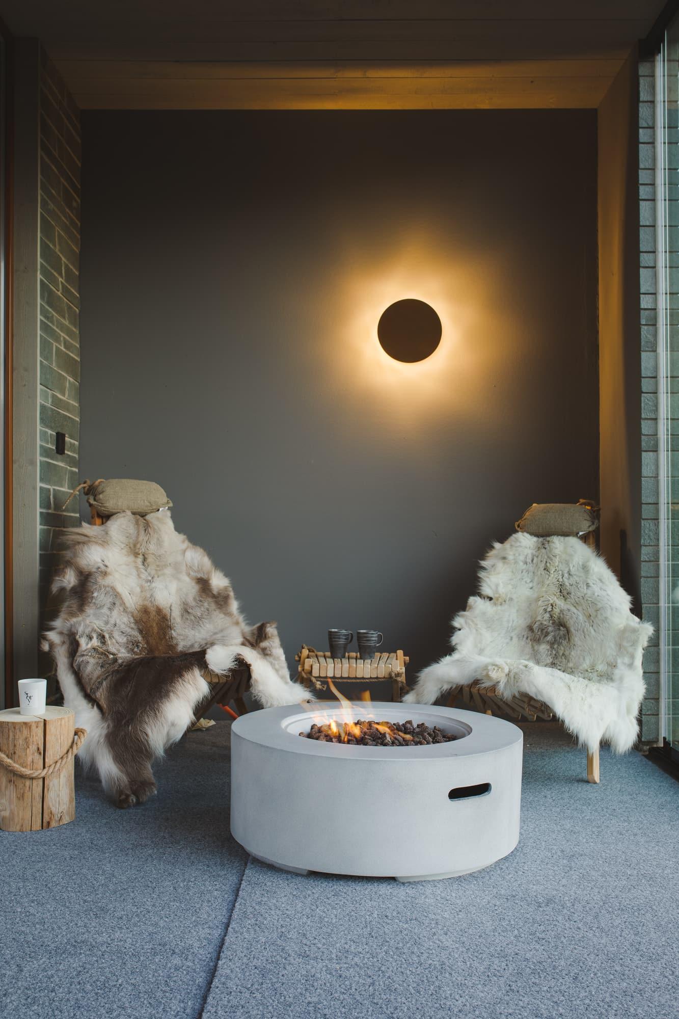 Outdoor fireplace on the terrace