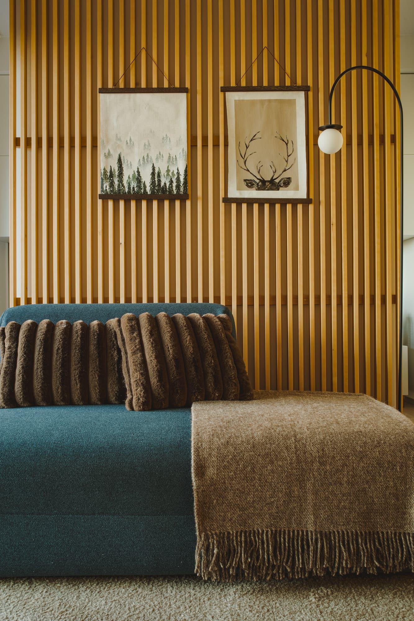 Sofa and wall lamp