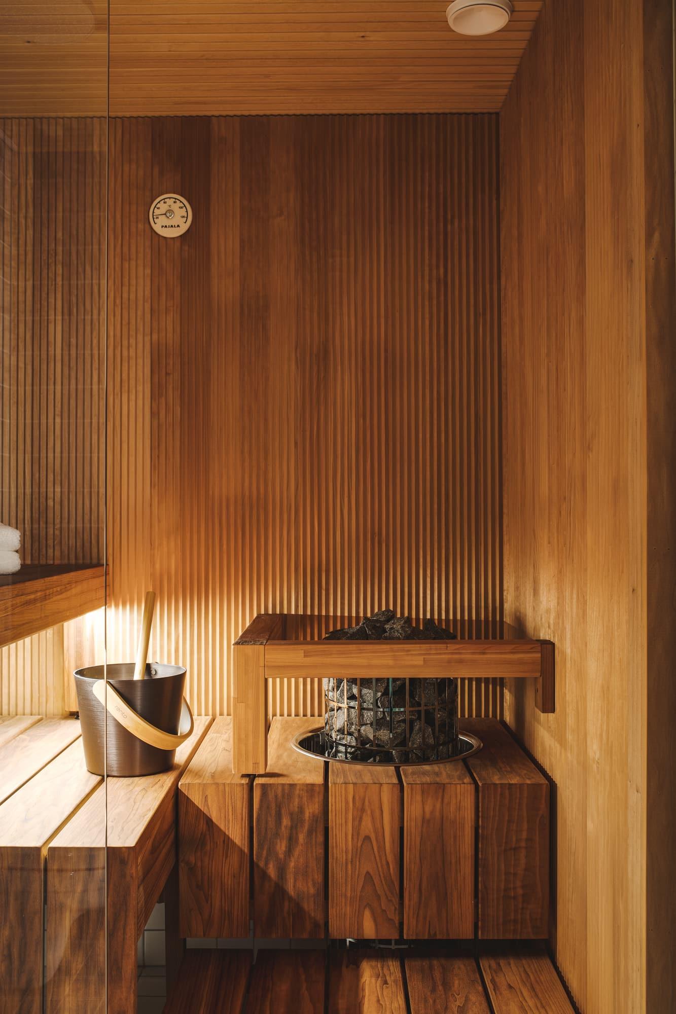 Sauna with wooden walls